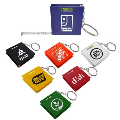 Measuring Tape Keychain With Level - Measures 1 Meter or 39"